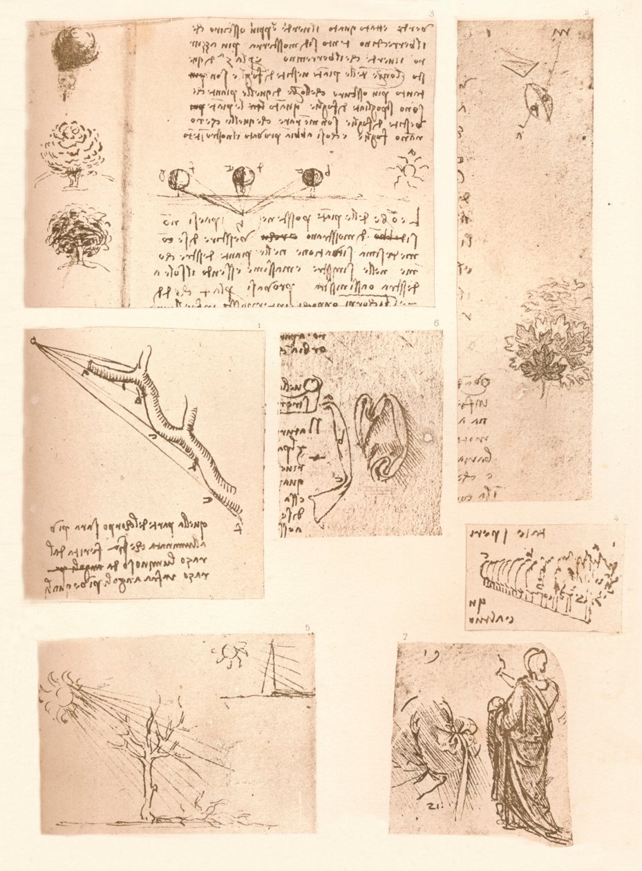 Pięć rysunków ilustrujących elementy malarstwa pejzażowego, c1472-c1519 1883 autorstwa Leonardo da Vinci