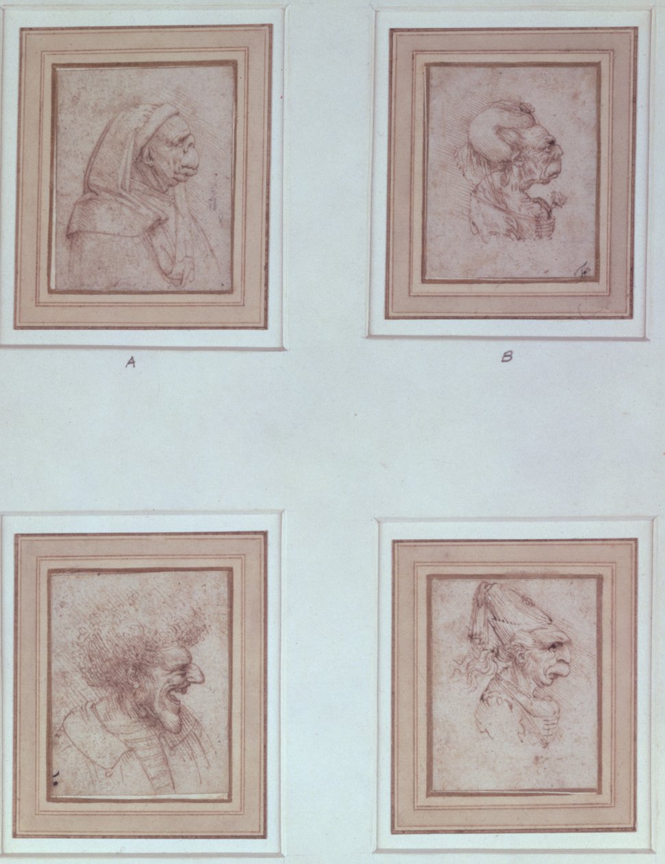 Cztery karykatury autorstwa Leonardo da Vinci