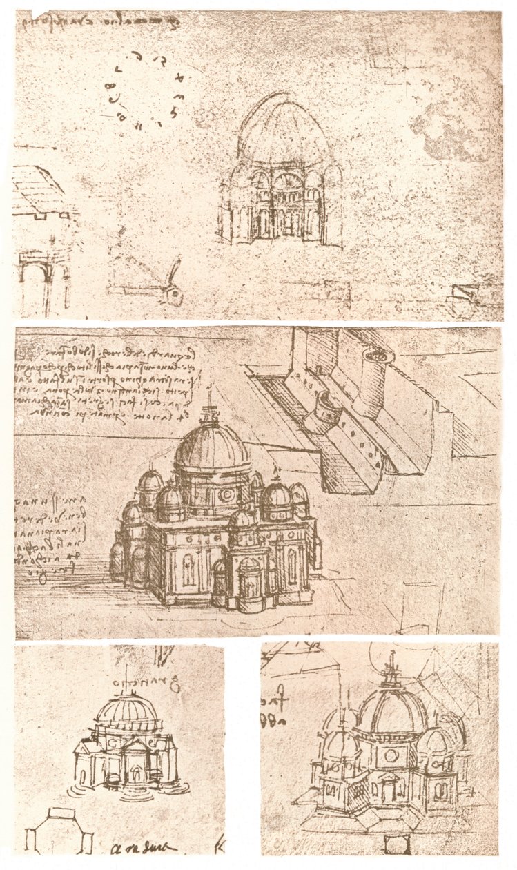 Cztery rysunki architektury kościelnej, c1472-c1519 1883 autorstwa Leonardo da Vinci