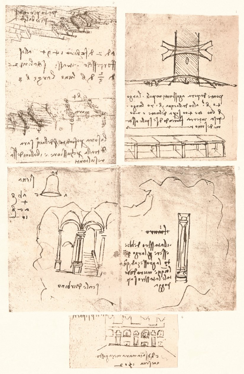 Cztery rysunki topograficzne, c1472-c1519 1883 autorstwa Leonardo da Vinci