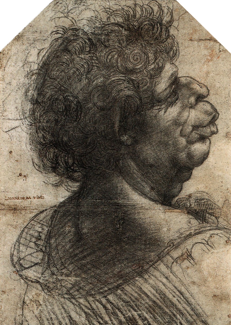 Francuski: Tête grotesque Groteskowa głowa autorstwa Leonardo da Vinci