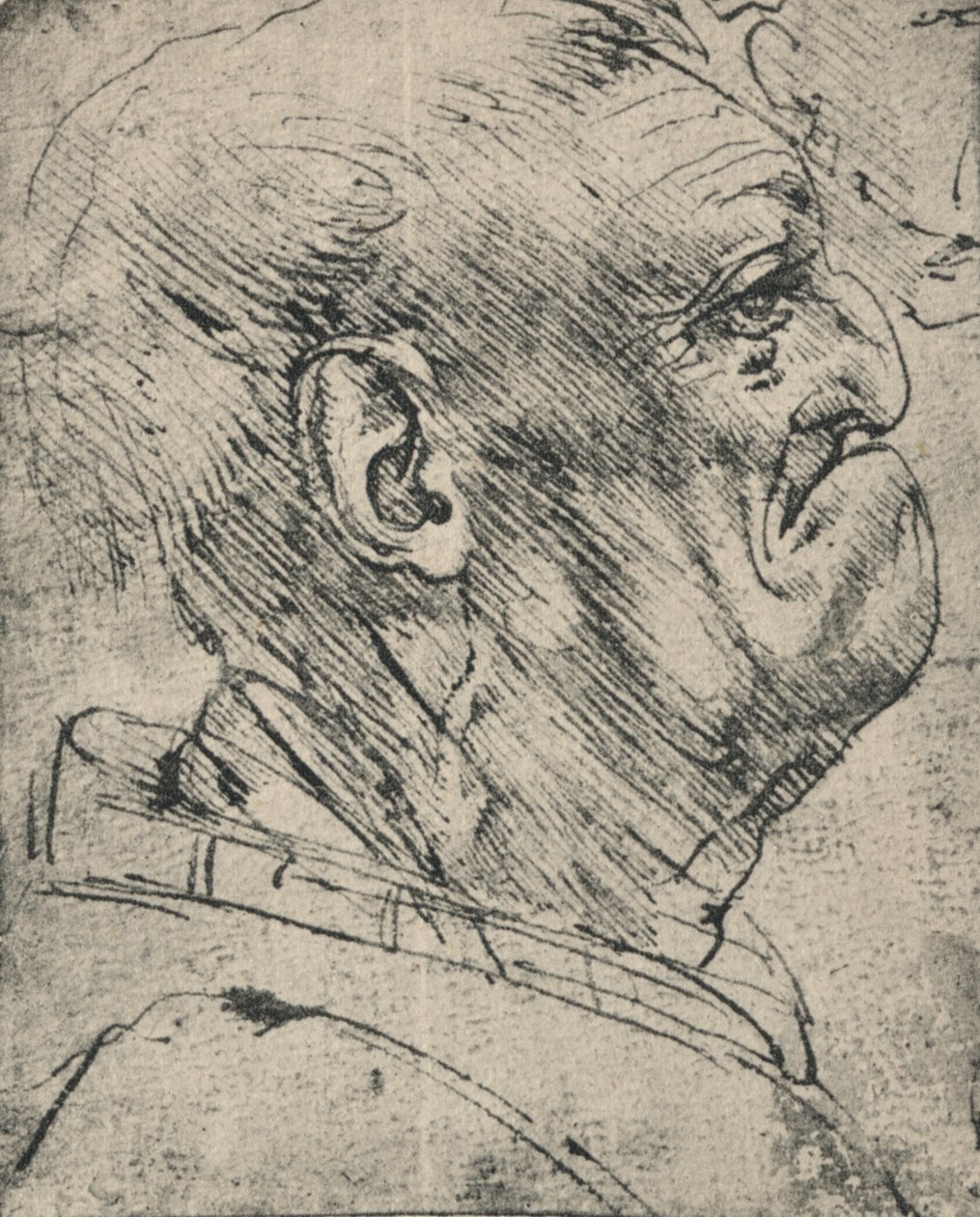 Groteskowy profil człowieka po prawej, ok. 1480 1945 r autorstwa Leonardo da Vinci
