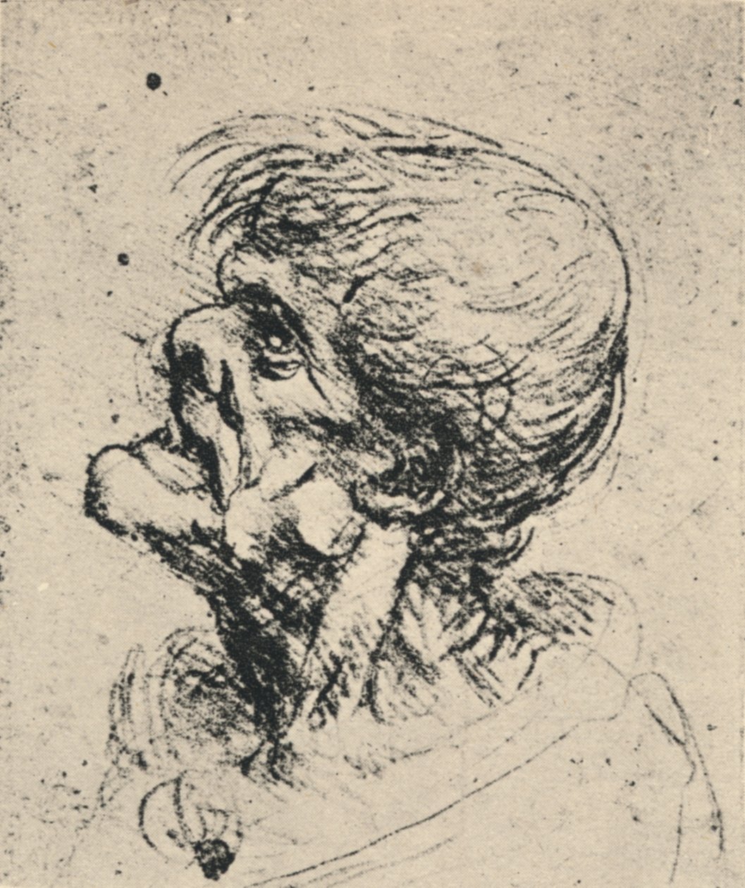 Profil groteskowy w lewo, ok. 1480 1945 autorstwa Leonardo da Vinci