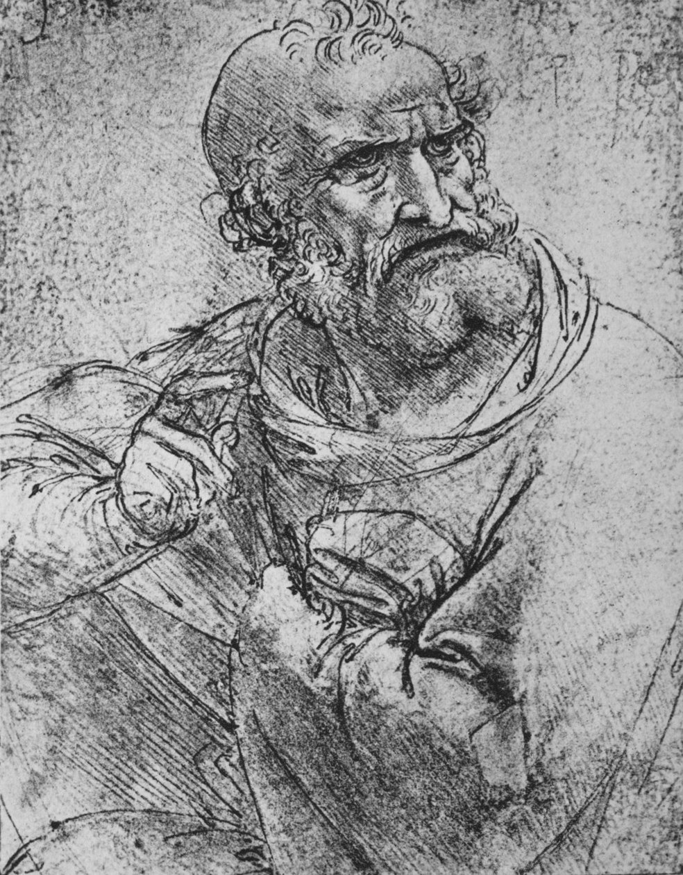 Połowa długości apostoła z podniesioną prawą ręką, c1480 1945 autorstwa Leonardo da Vinci