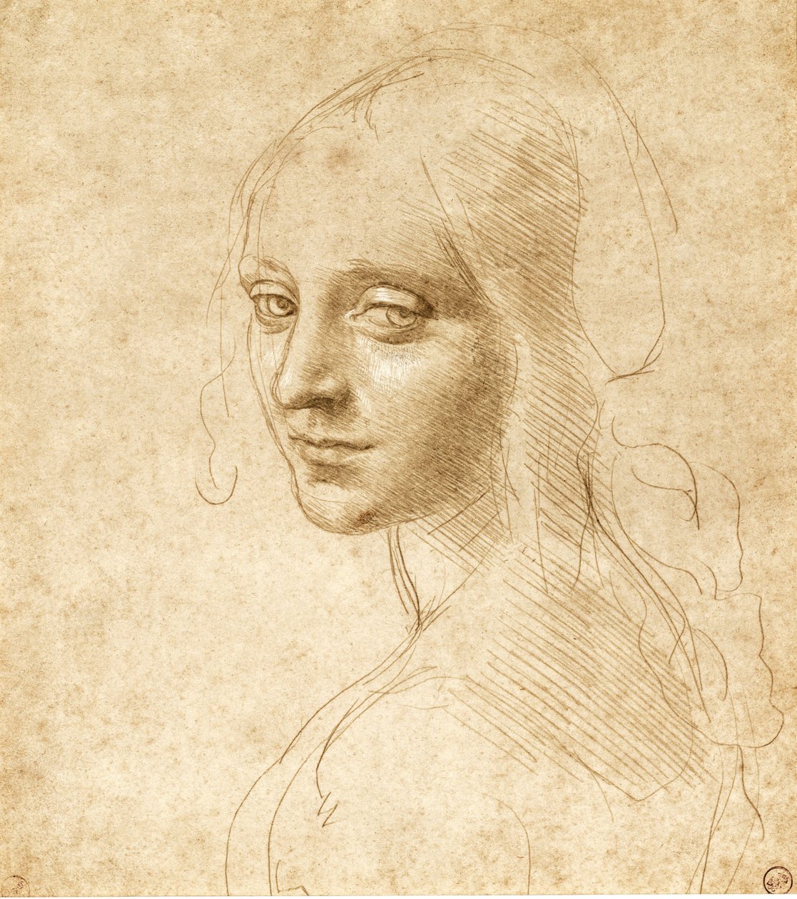Głowa i ramiona dziewczynki, ok. godz. 1490. autorstwa Leonardo da Vinci
