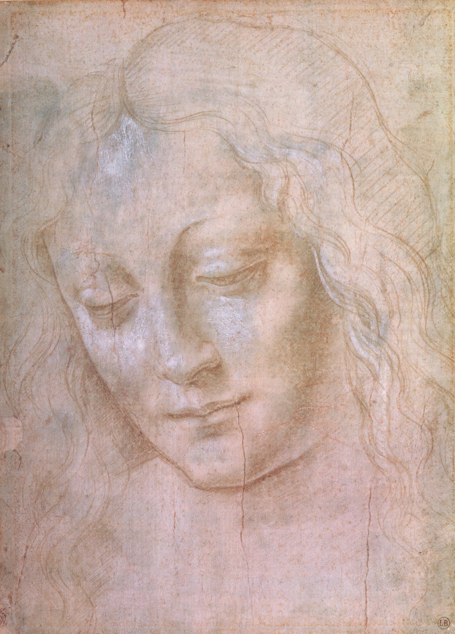 Głowa kobiety (metalowa końcówka podwyższona gwaszem) autorstwa Leonardo da Vinci
