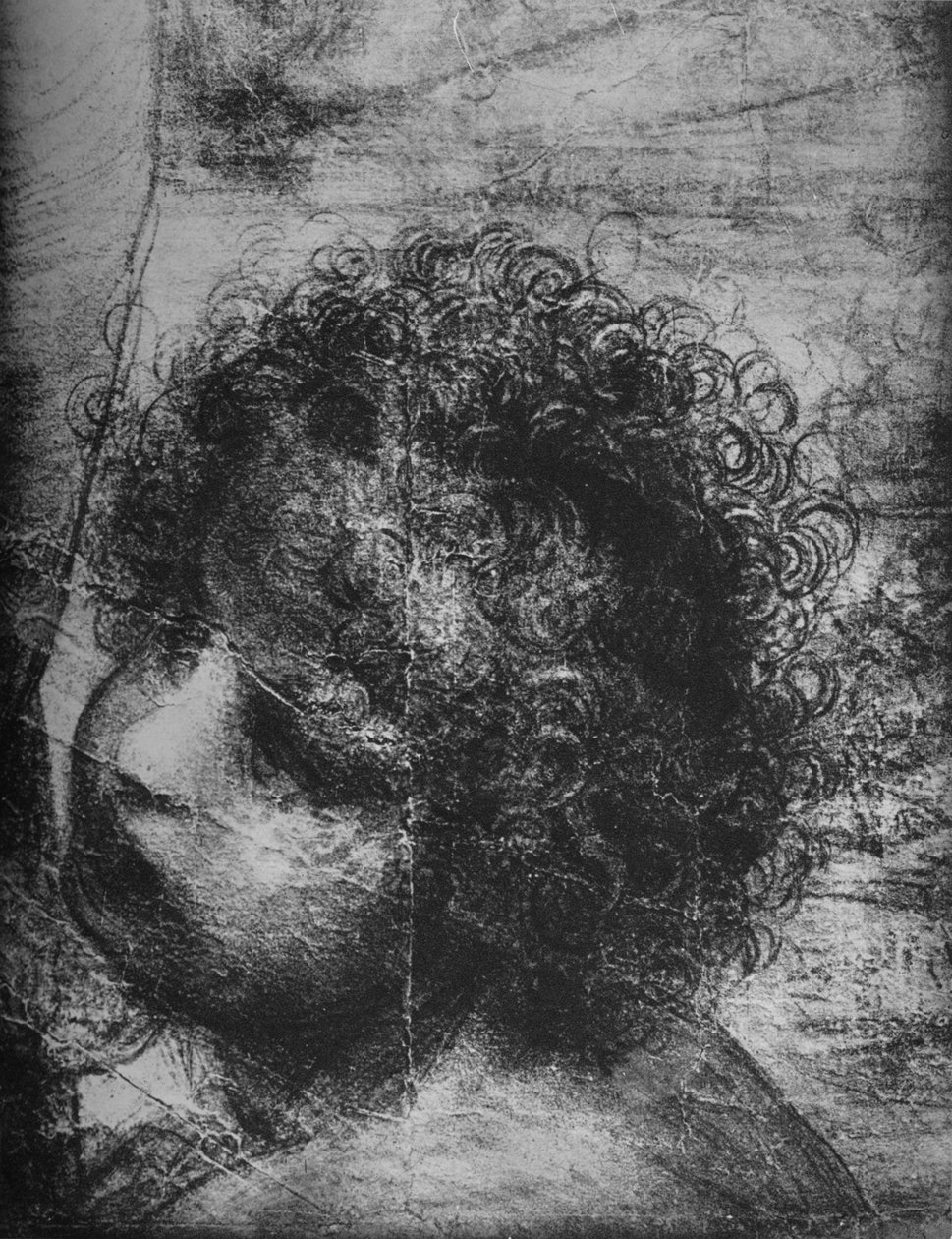 Głowa Dzieciątka Św. Jan - Dziewica z Dzieciątkiem ze Św. Anną i Dzieciątkiem Św autorstwa Leonardo da Vinci