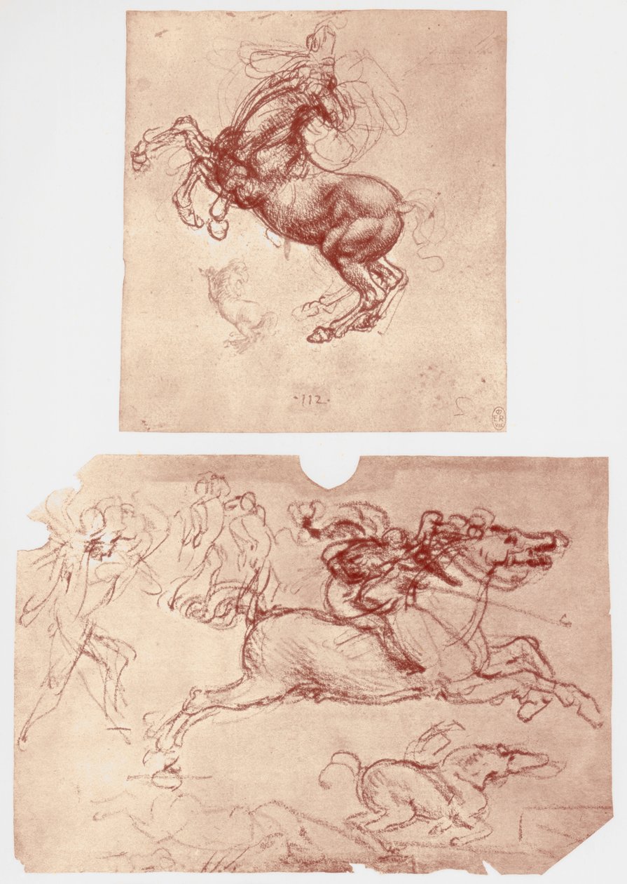 Hodowla koni, jeźdźcy i żołnierze piechoty, ok. 1504. autorstwa Leonardo da Vinci