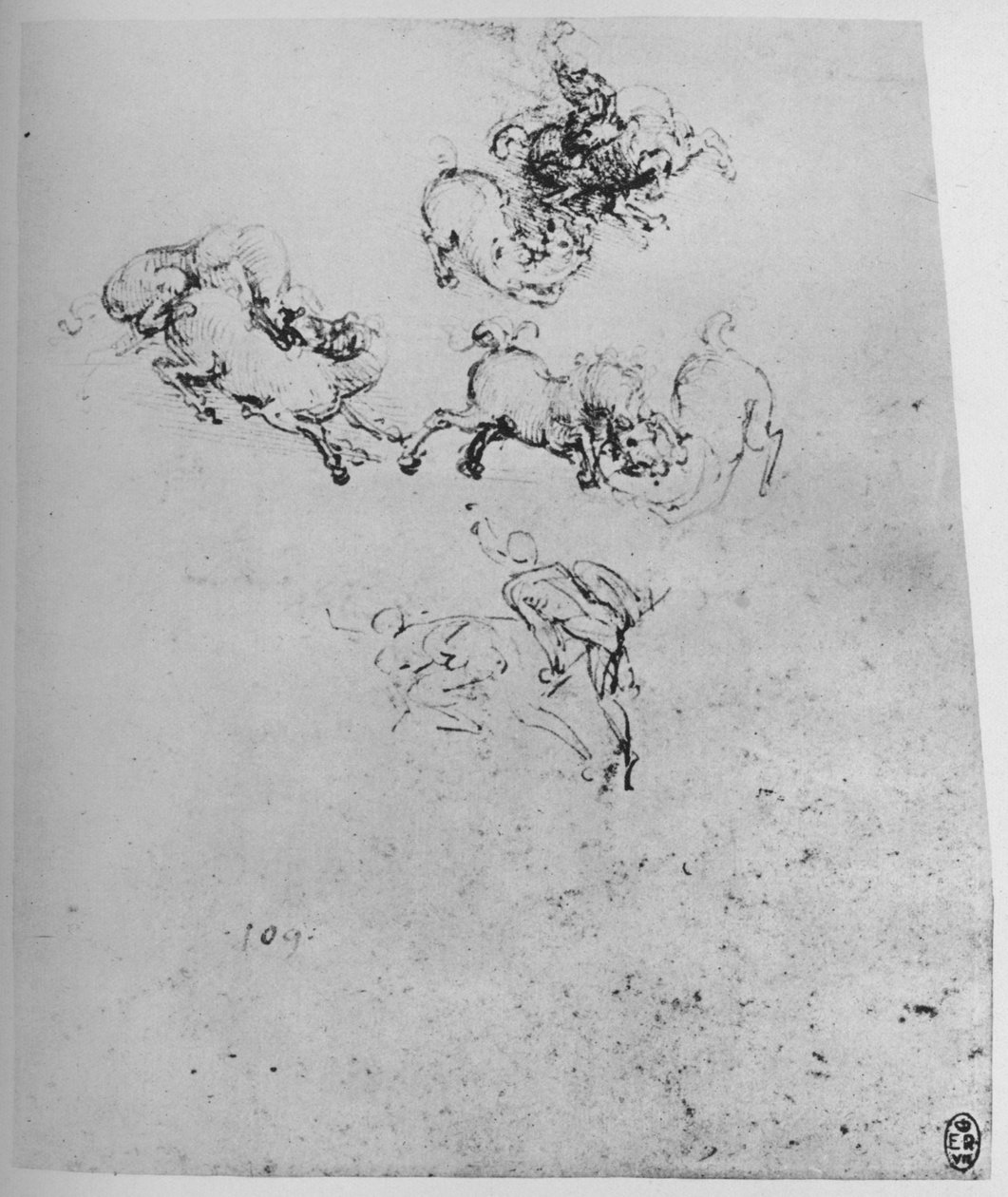 Konie i jeźdźcy w walce, ok. 1480 1945 r autorstwa Leonardo da Vinci