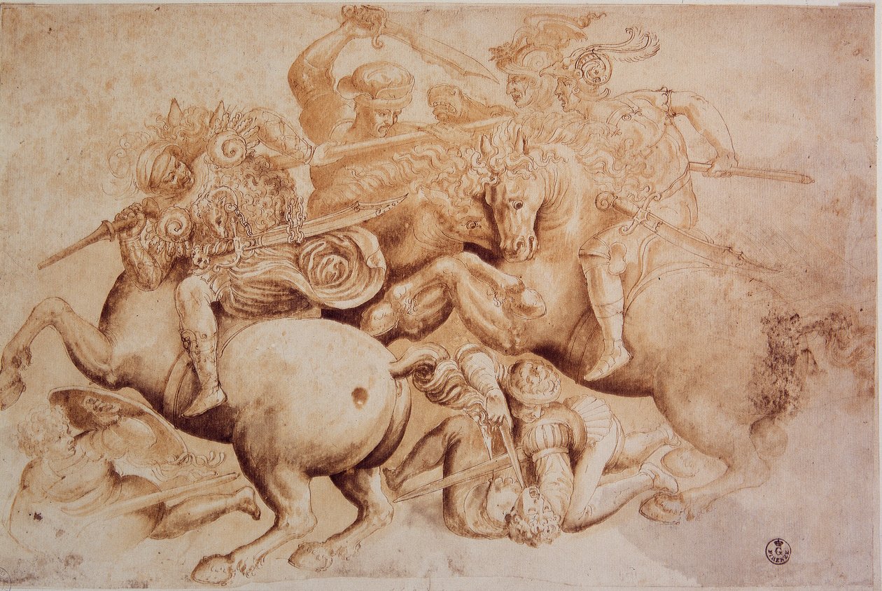 Leonardo da Vinci (Leonardo da Vinci) (1452 - 1519): Kopia bitwy pod Anghiari (29 czerwca) autorstwa Leonardo da Vinci