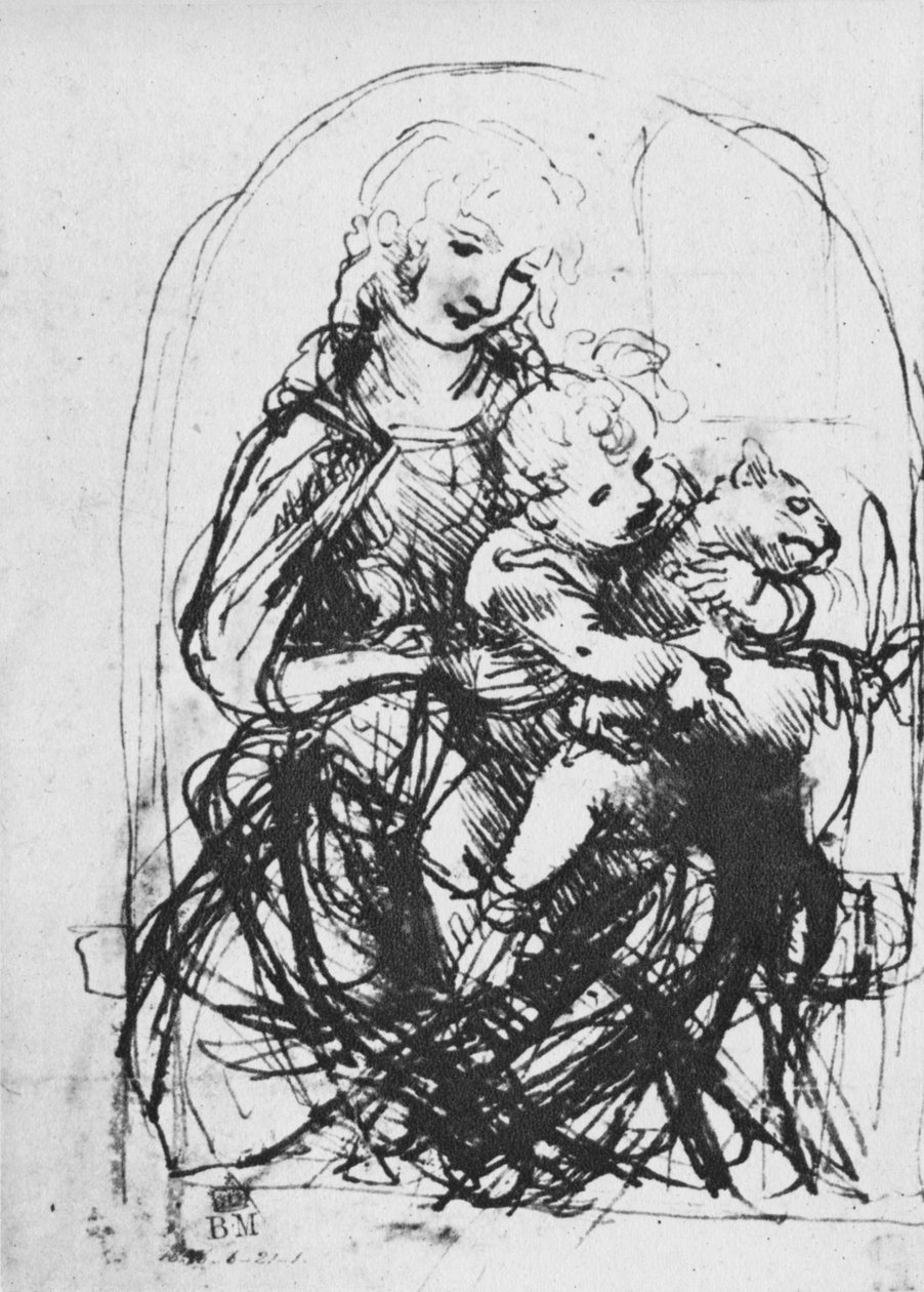 Madonna z Dzieciątkiem z Kotem, 1478-1481 1945 autorstwa Leonardo da Vinci