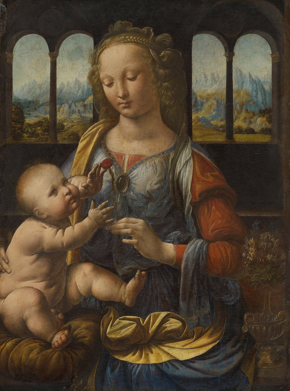 Madonna z goździkiem ok. 1478 (olej na płycie drewnianej) autorstwa Leonardo da Vinci