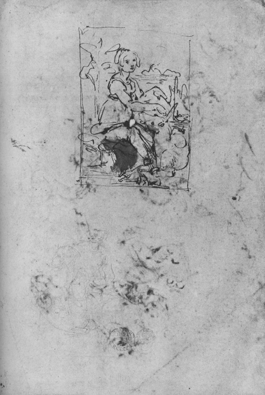 Panna z jednorożcem, c1478-1480 1945 autorstwa Leonardo da Vinci