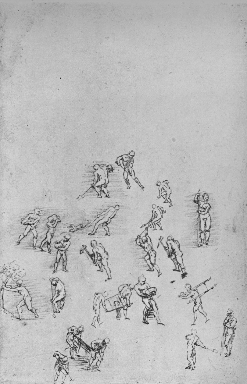Mężczyźni kopią, niosą ziemię itp., c1480 1945 autorstwa Leonardo da Vinci