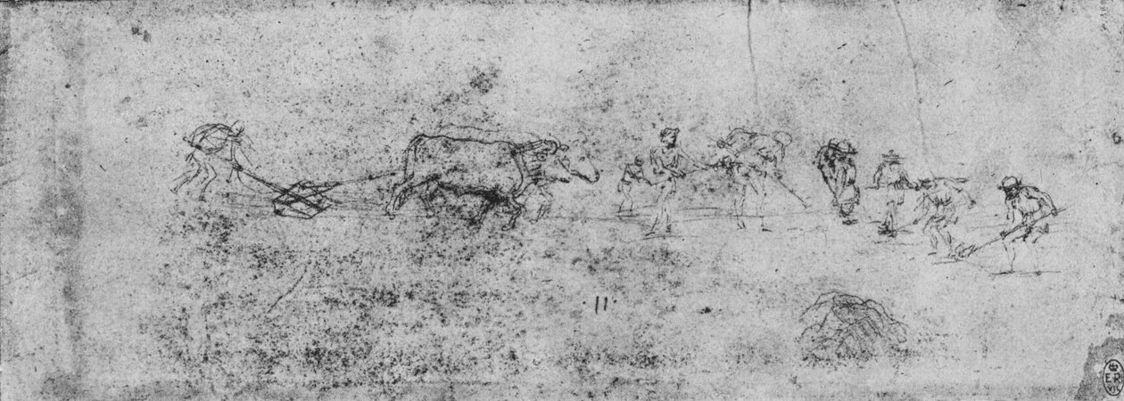 Mężczyźni orka i kopanie, ok. 1480 1945 autorstwa Leonardo da Vinci