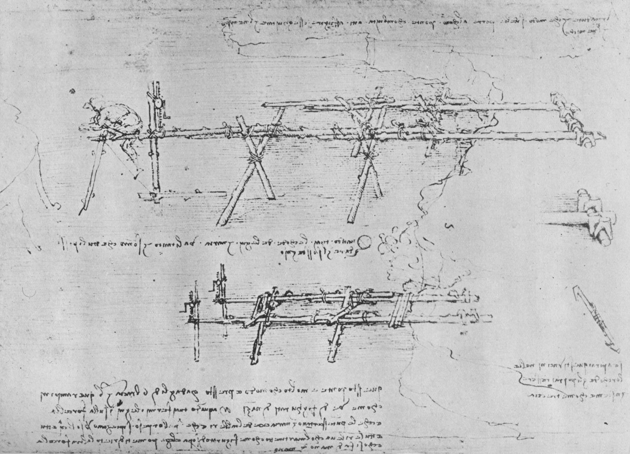 Metoda budowy estakady, ok. 1480 1945 autorstwa Leonardo da Vinci