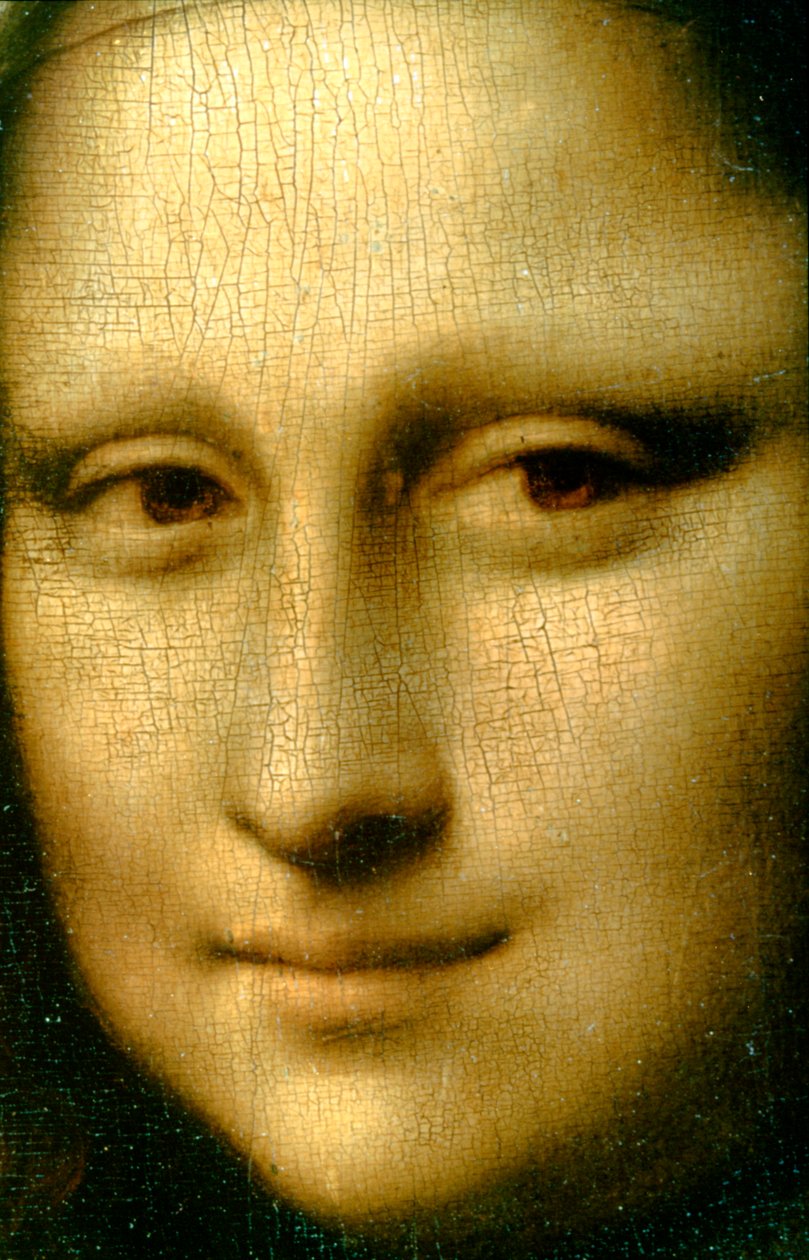Detal portretu Mony Lisy, 1503-1506 autorstwa Leonardo da Vinci