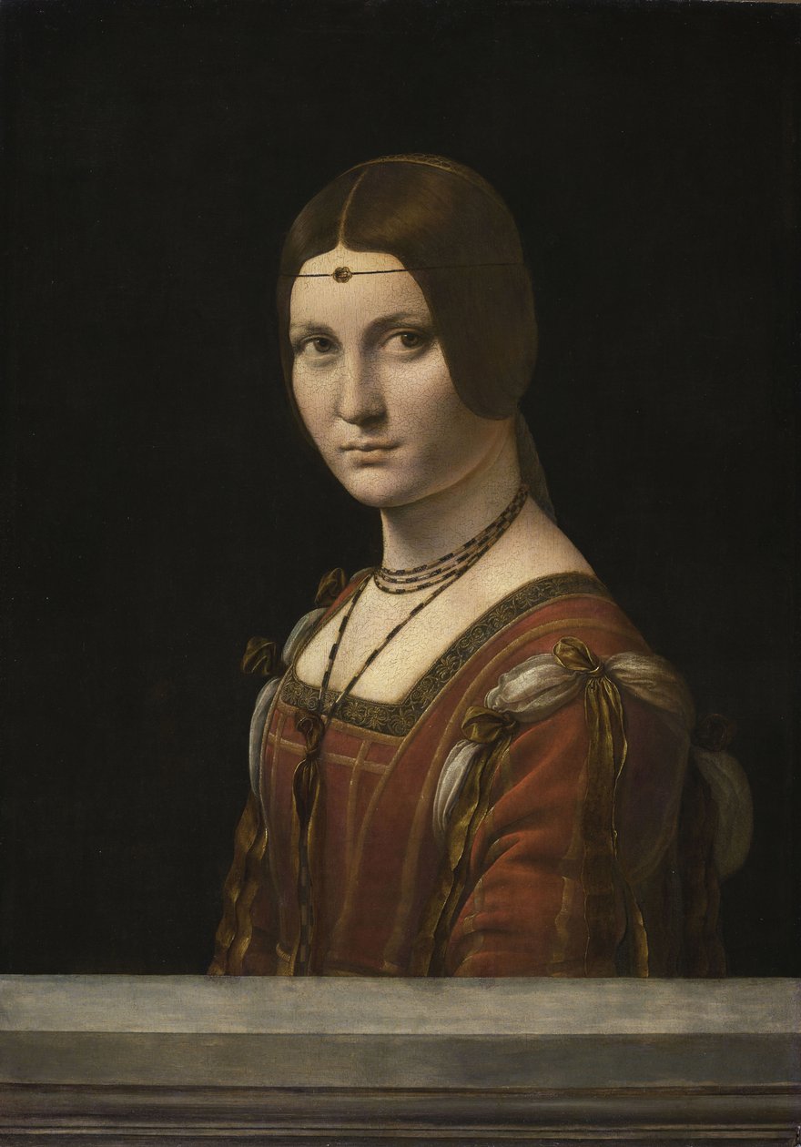Portret Nieznanej Kobiety, zwany La Belle Ferronnière, 1490-1496. autorstwa Leonardo da Vinci,