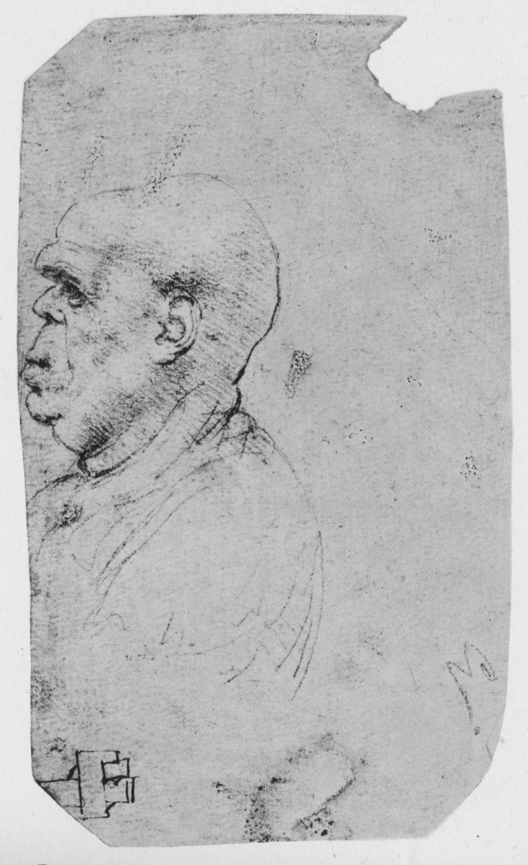 Profil łysego mężczyzny po lewej, c1480 1945 autorstwa Leonardo da Vinci