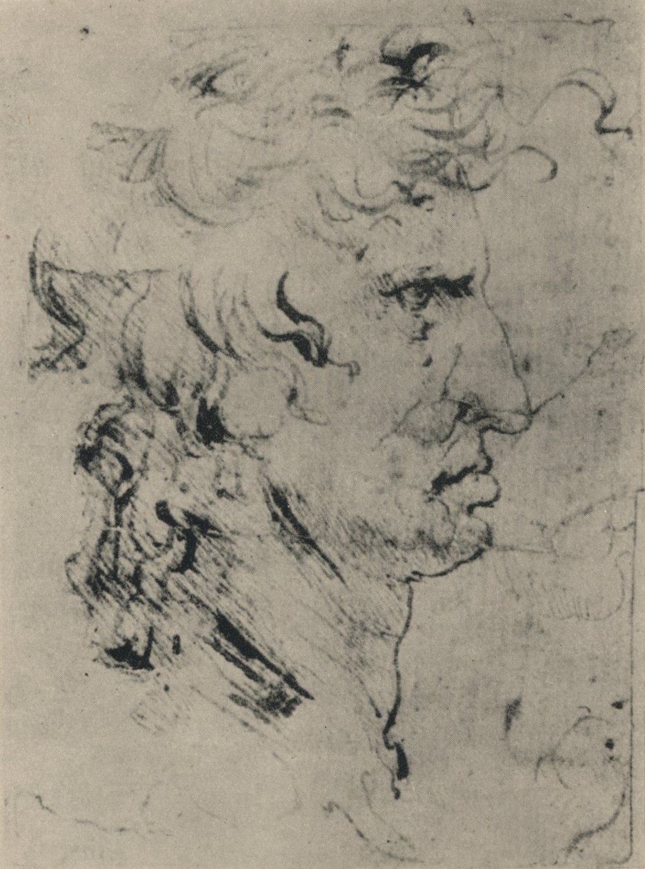 Profil mężczyzny po prawej, ok. 1480 1945 r autorstwa Leonardo da Vinci