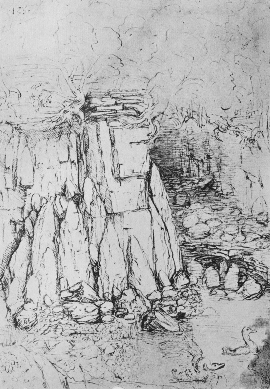 Skały i potok, ok. 1480 1945 autorstwa Leonardo da Vinci
