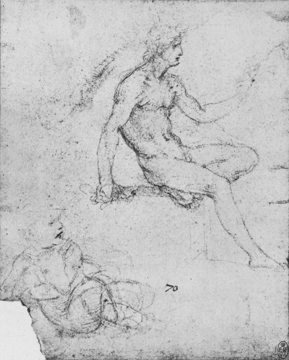 Siedzący akt z dzieckiem z jagnięciną, c1480 1945 autorstwa Leonardo da Vinci