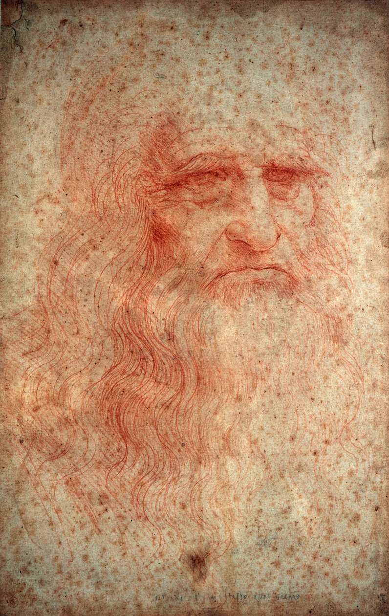 Autoportret Leonarda da Vinci, włoskiego malarza, rzeźbiarza, inżyniera i architekta, ok. 1513 autorstwa Leonardo da Vinci
