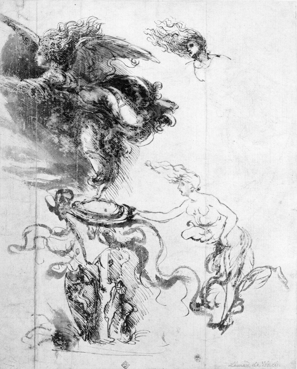 Sylwetka anioła (pióro i atrament na papierze) autorstwa Leonardo da Vinci