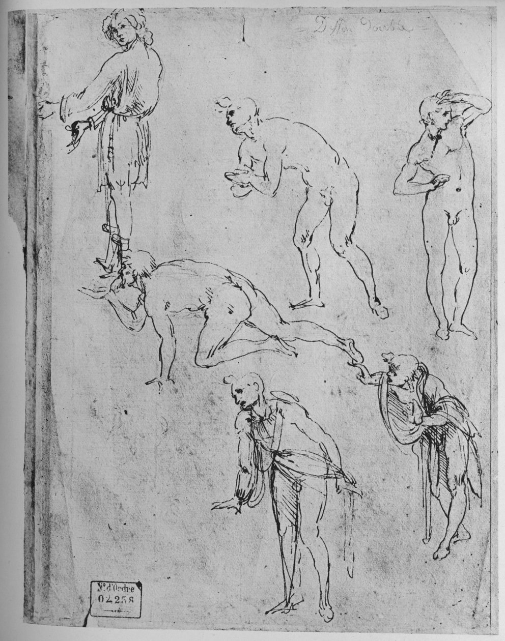 Sześć studiów postaci, 1481-1483 1945 autorstwa Leonardo da Vinci