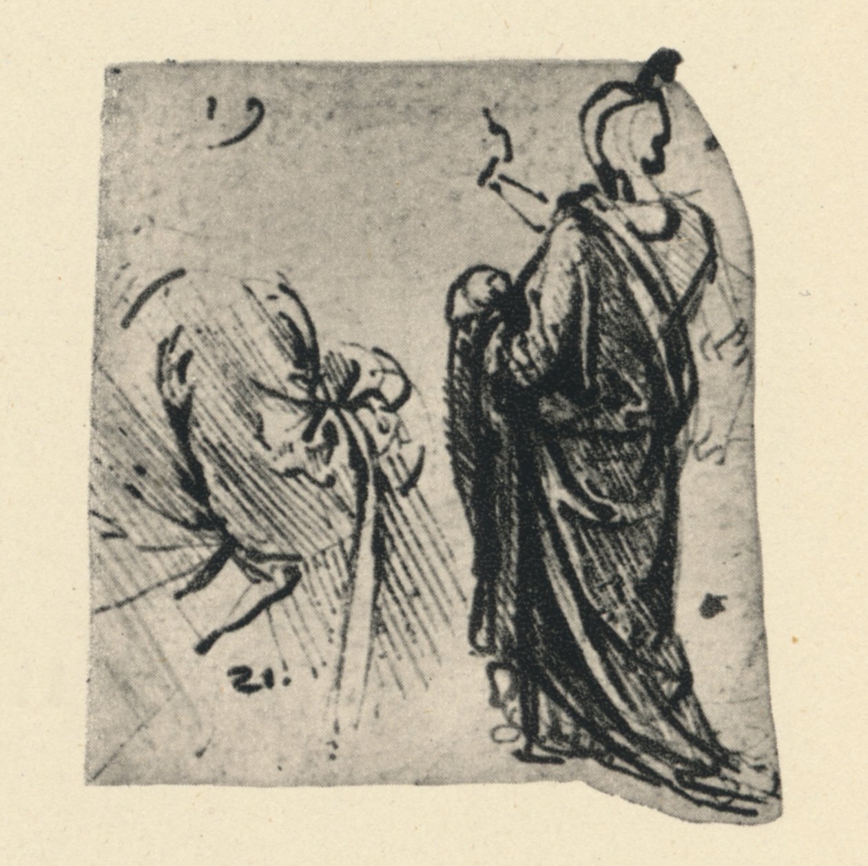 Szkic udrapowanej postaci i szczegół kostiumu, c1480 1945 autorstwa Leonardo da Vinci