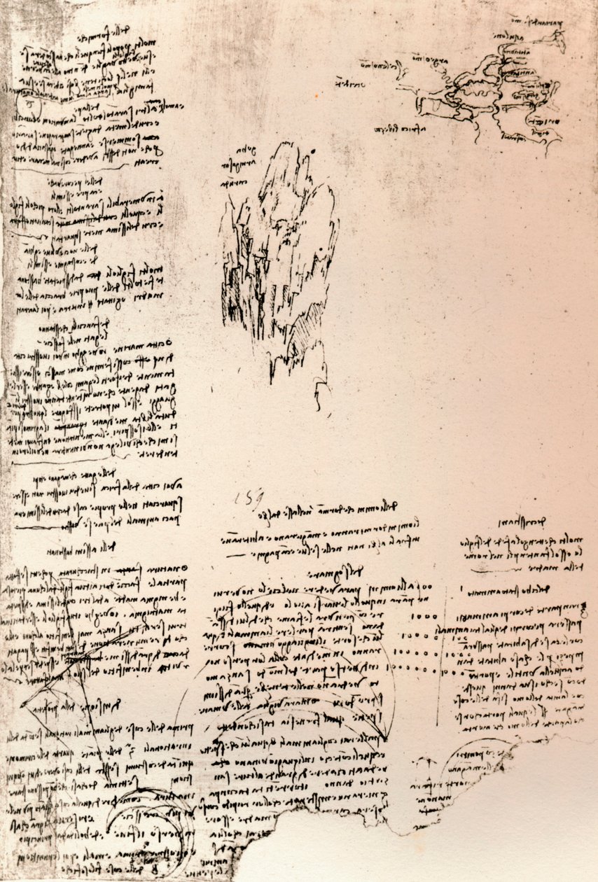 Szkic szczytu w Armenii i szkicowa mapa Armenii, c1472-c1519 1883 autorstwa Leonardo da Vinci