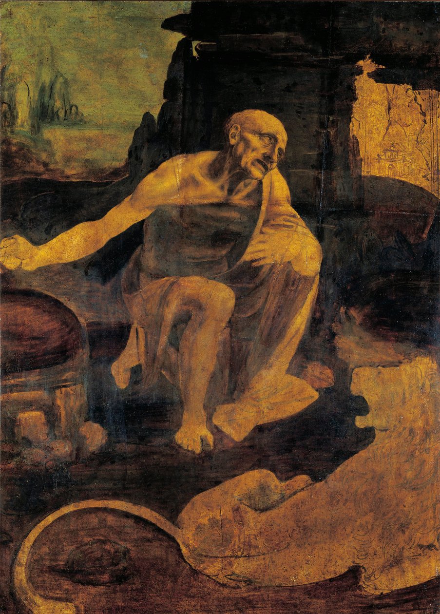 St. Jerome, ok. 1480-82 (olej i tempera na orzechu włoskim) autorstwa Leonardo da Vinci