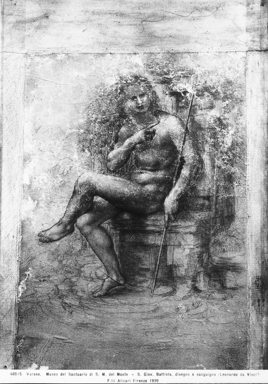 Św. Jan Chrzciciel (kreda na papierze) autorstwa Leonardo da Vinci