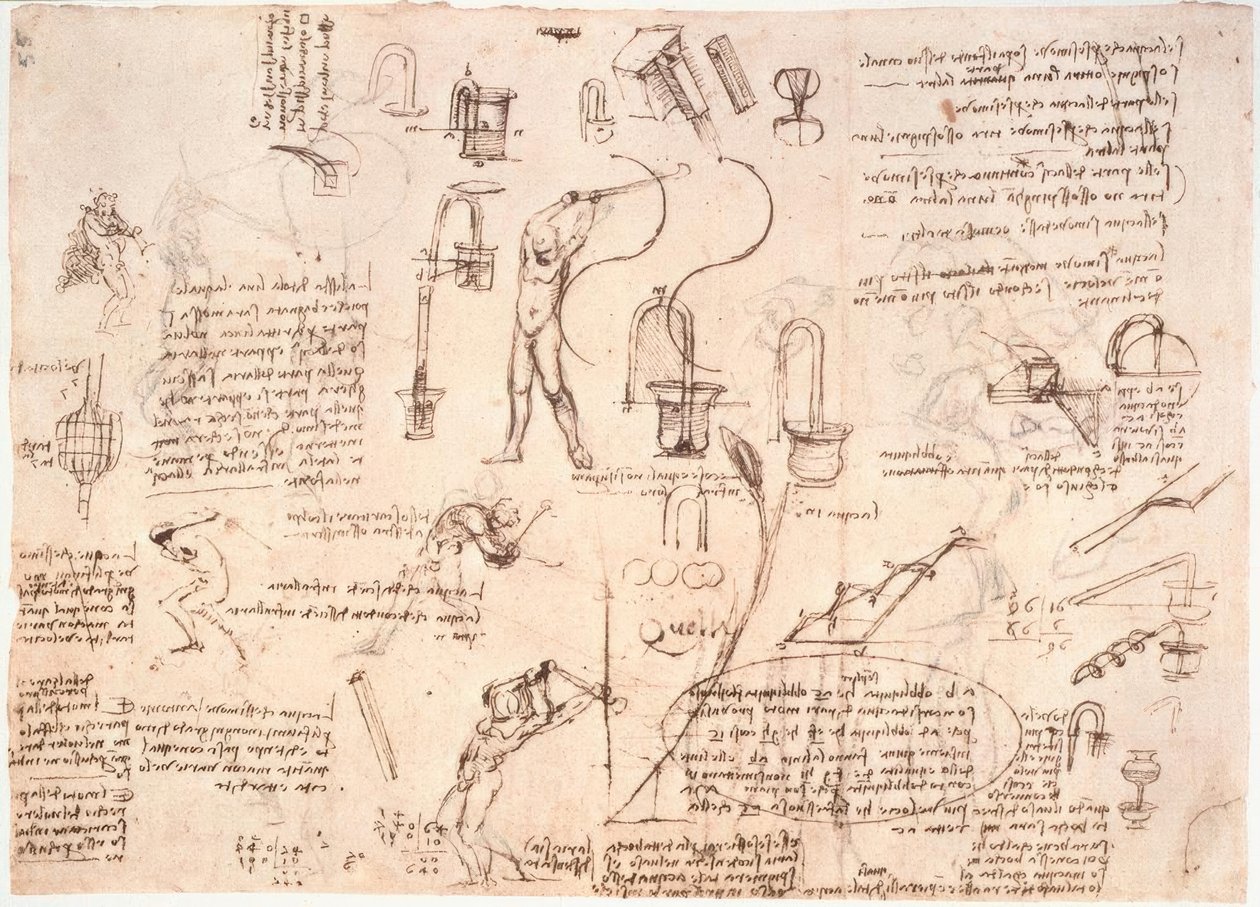 Badania przepływu wody w rurach... autorstwa Leonardo da Vinci