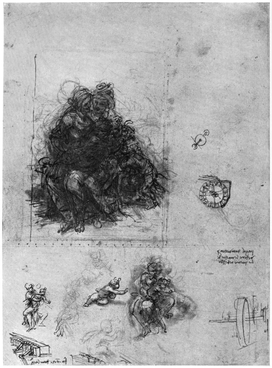 Studia do Dziewicy z Dzieciątkiem ze św. Anną i Janem Chrzcicielem, 1503 1954. autorstwa Leonardo da Vinci
