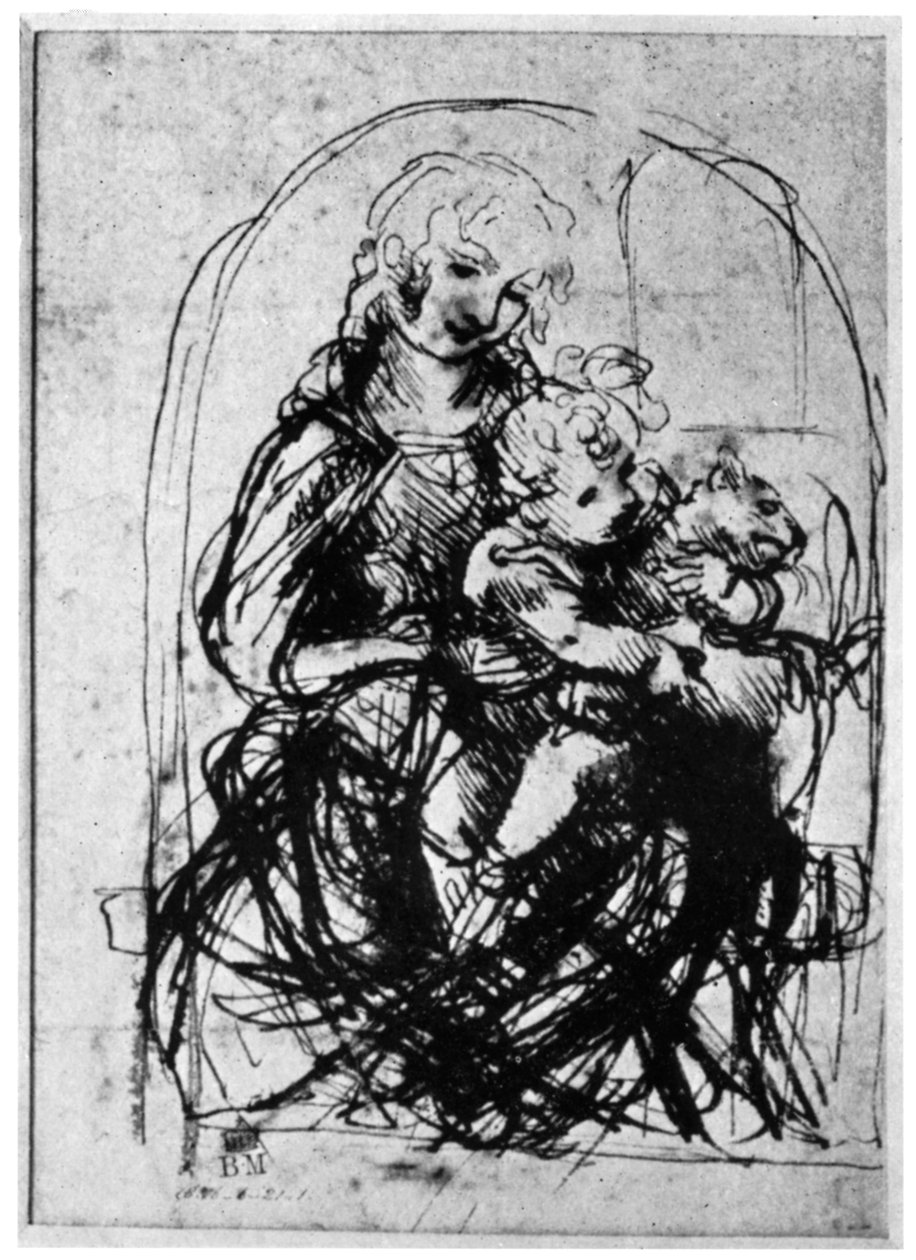Studia dla Madonny Del Gatto, XV w. 1930. autorstwa Leonardo da Vinci