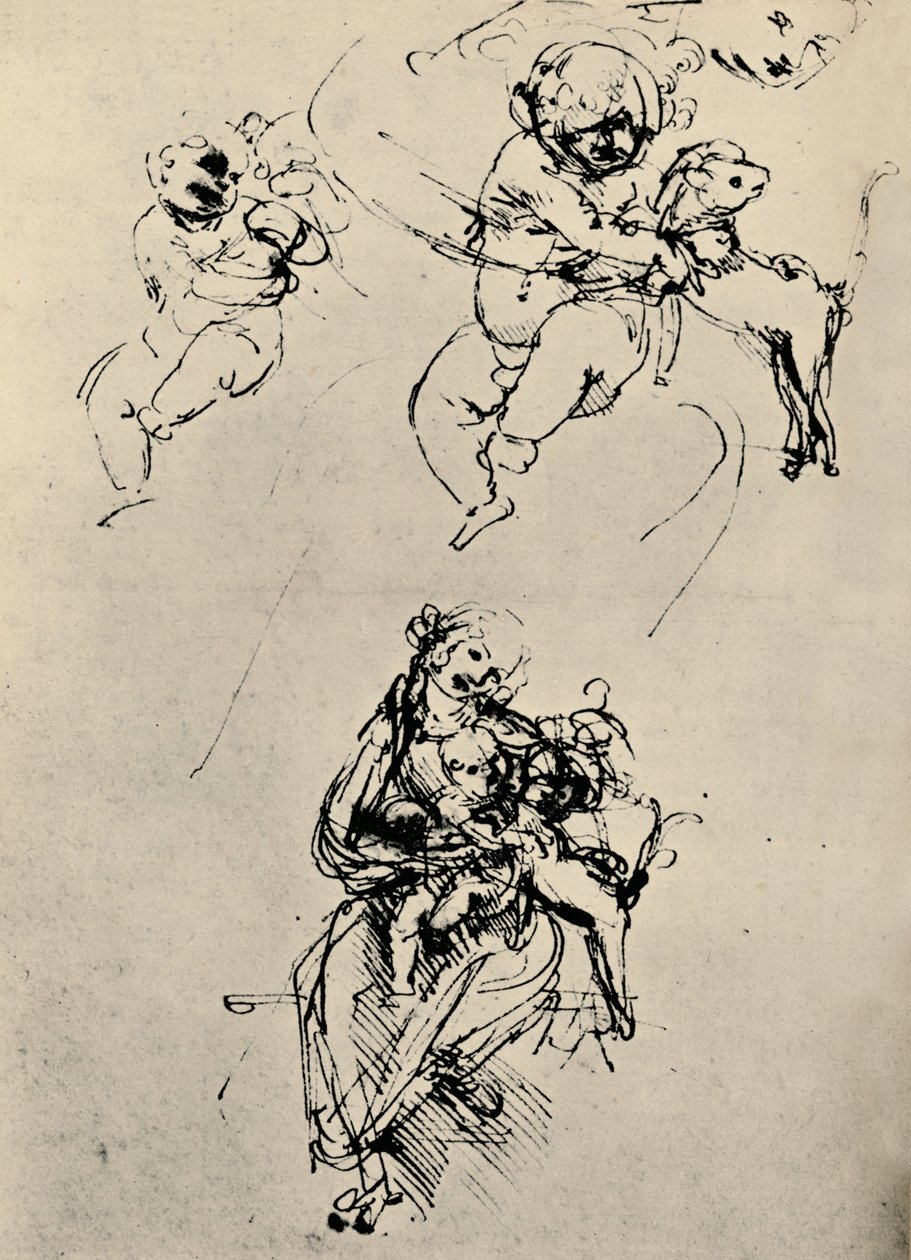 Studia dla Madonny z Dzieciątkiem z kotem, 1478-1480 1945 autorstwa Leonardo da Vinci