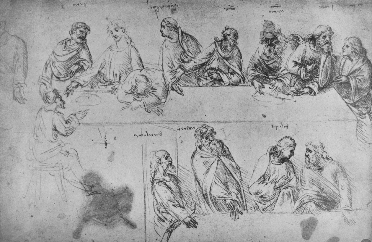 Studia do Ostatniej Wieczerzy, ok. 1480 1945 autorstwa Leonardo da Vinci