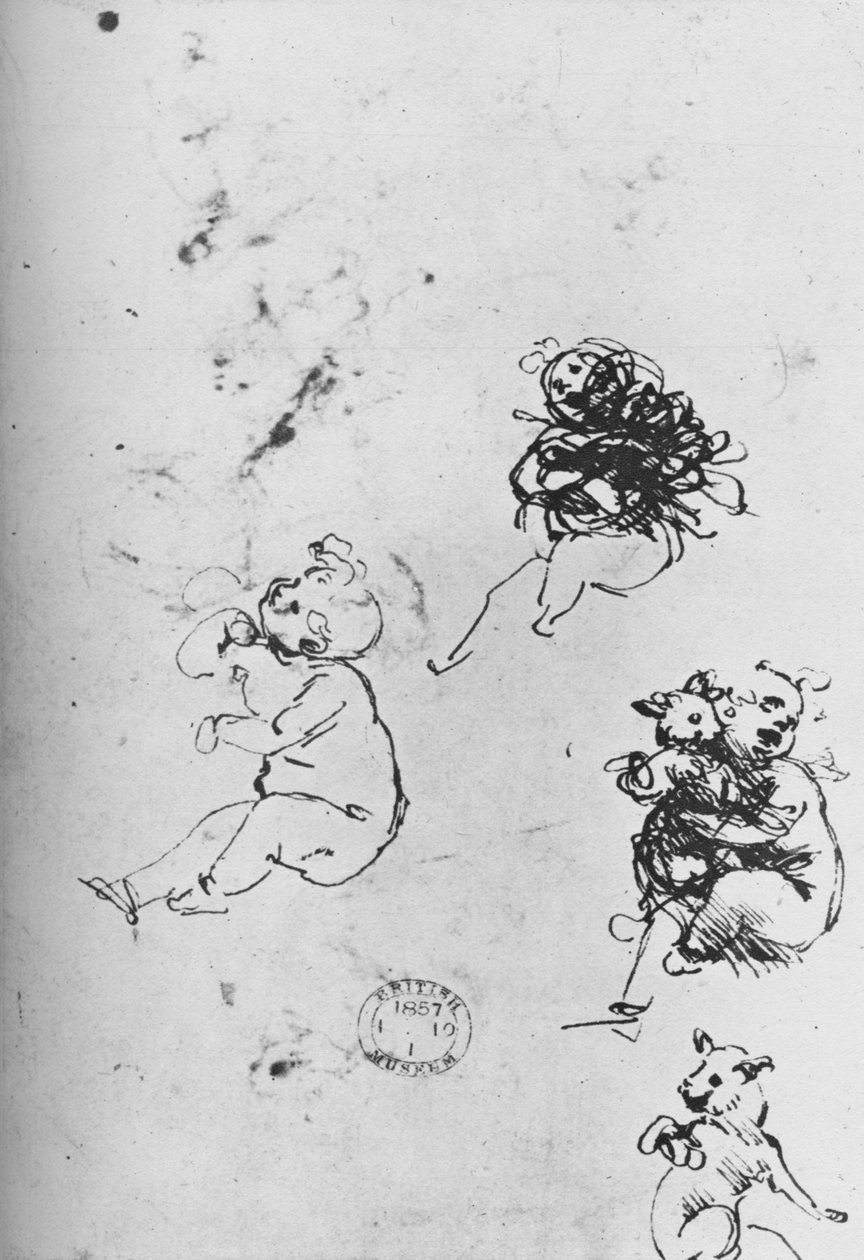 Badania dzieci i kotów, 1478-1481 1945 autorstwa Leonardo da Vinci