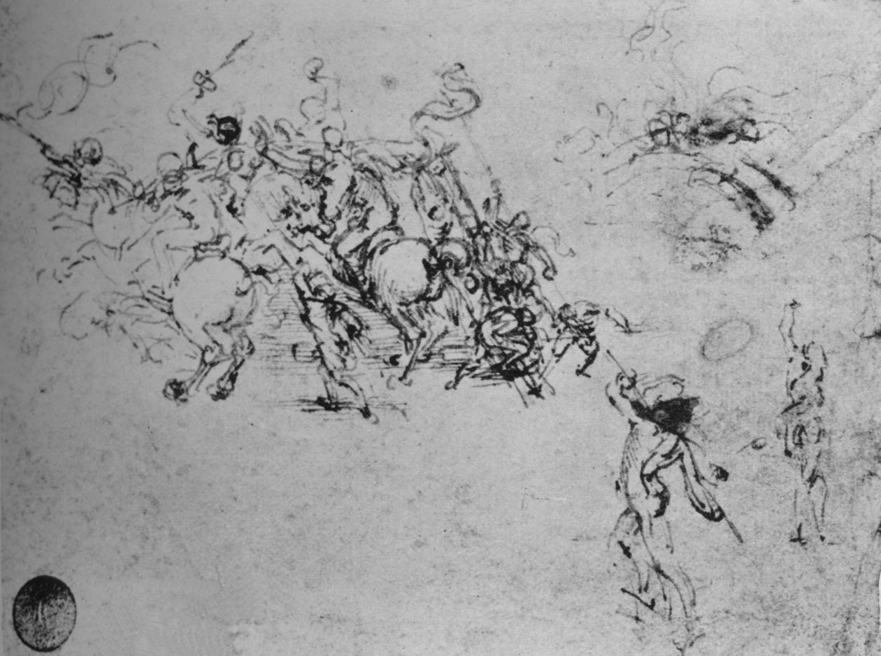 Studia walki jeźdźców i żołnierzy piechoty, ok. 1480 1945 r autorstwa Leonardo da Vinci