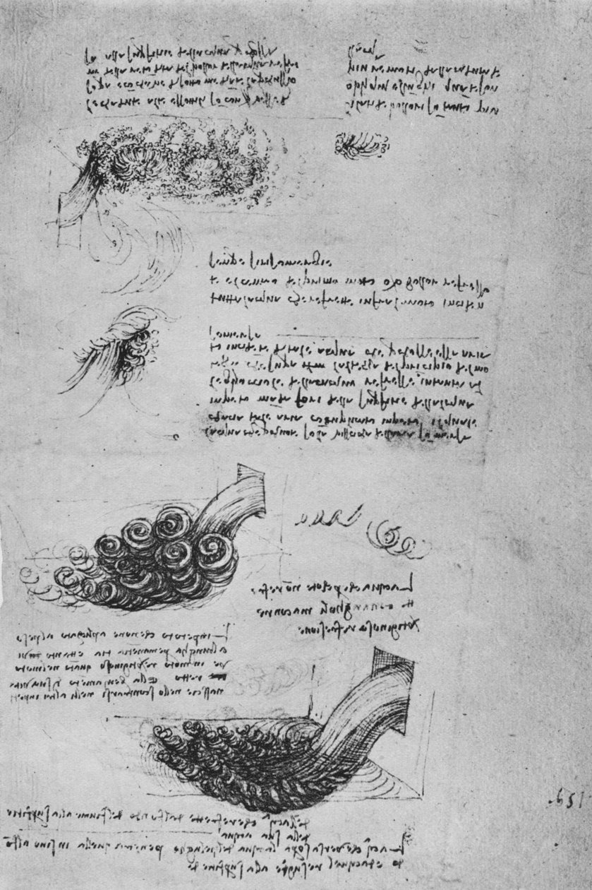 Badania formacji wodnych, ok. 1480 1945 r autorstwa Leonardo da Vinci