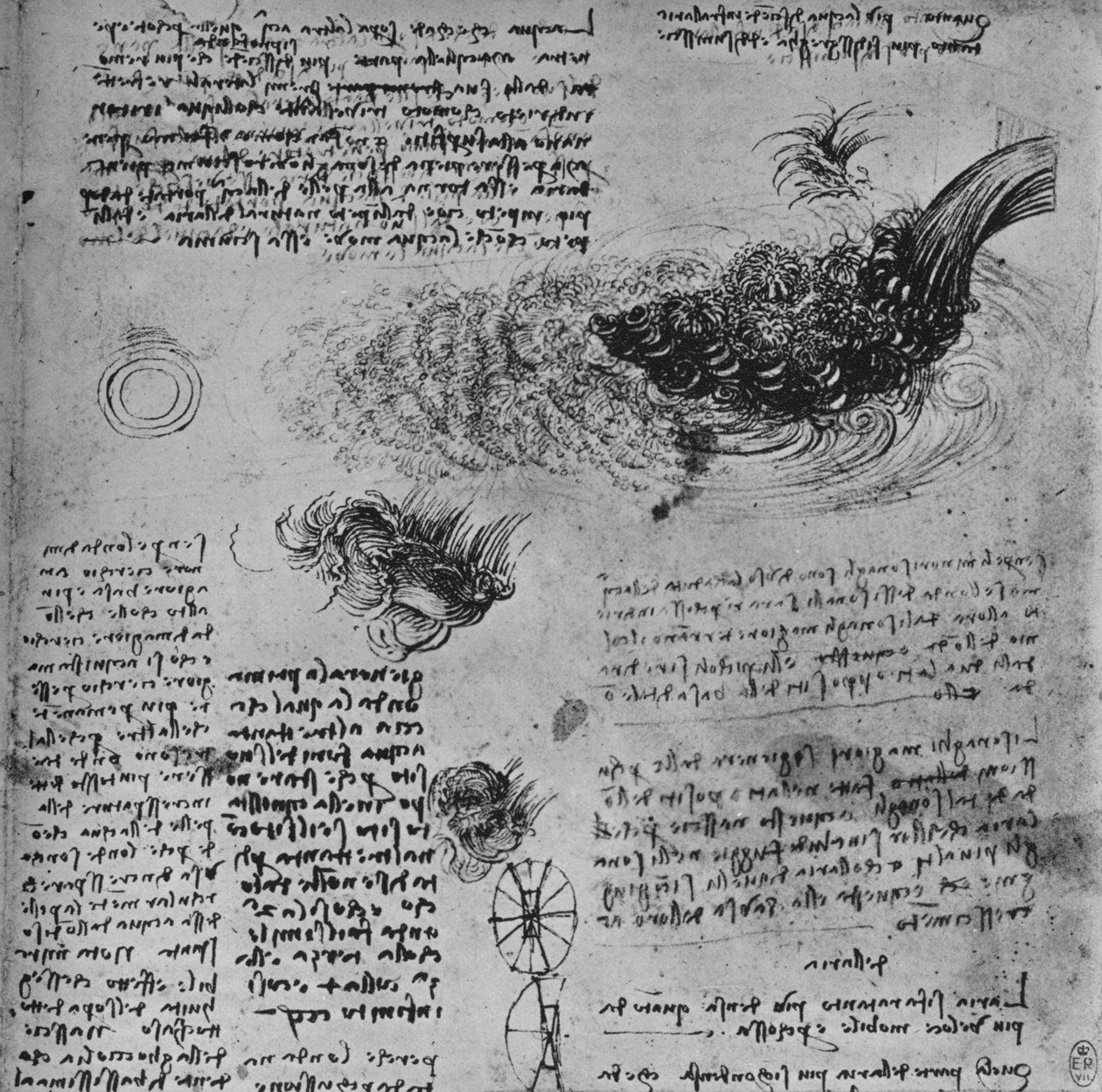 Badania formowania się wody w ruchu, ok. 1480 1945 r autorstwa Leonardo da Vinci