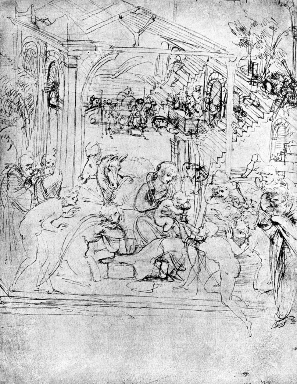 Studium Adoracji Trzech Króli, XV w. 1930. autorstwa Leonardo da Vinci