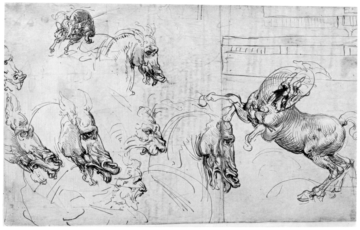 Studium do bitwy pod Anghiari, c1503-1505 1954. autorstwa Leonardo da Vinci