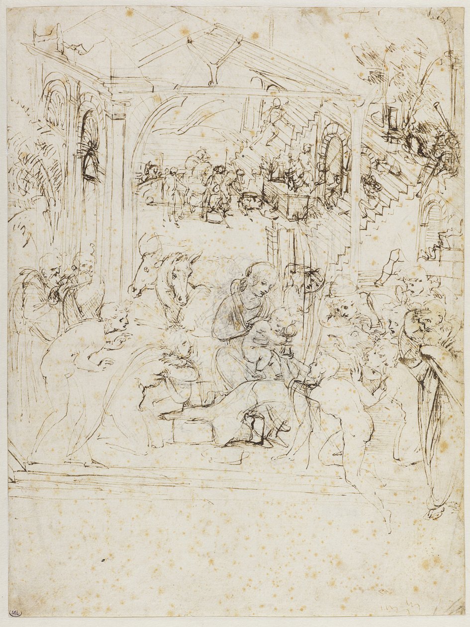 Studium Adoracji Trzech Króli, ok. 1481. autorstwa Leonardo da Vinci