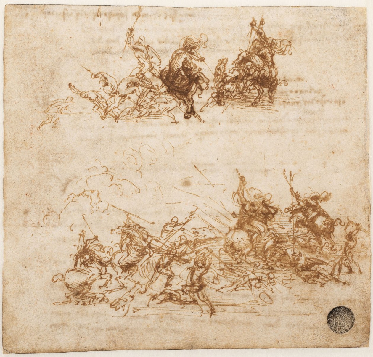 Studium bitwy pod Anghiari, ok. 1503-1504. autorstwa Leonardo da Vinci