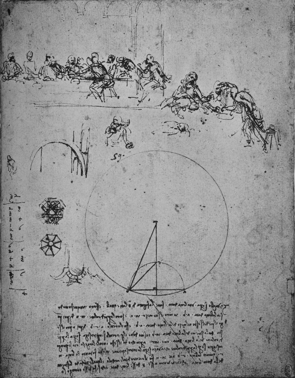 Studium ostatnich super i matematycznych figur i obliczeń, ok. 1480 1945 r autorstwa Leonardo da Vinci