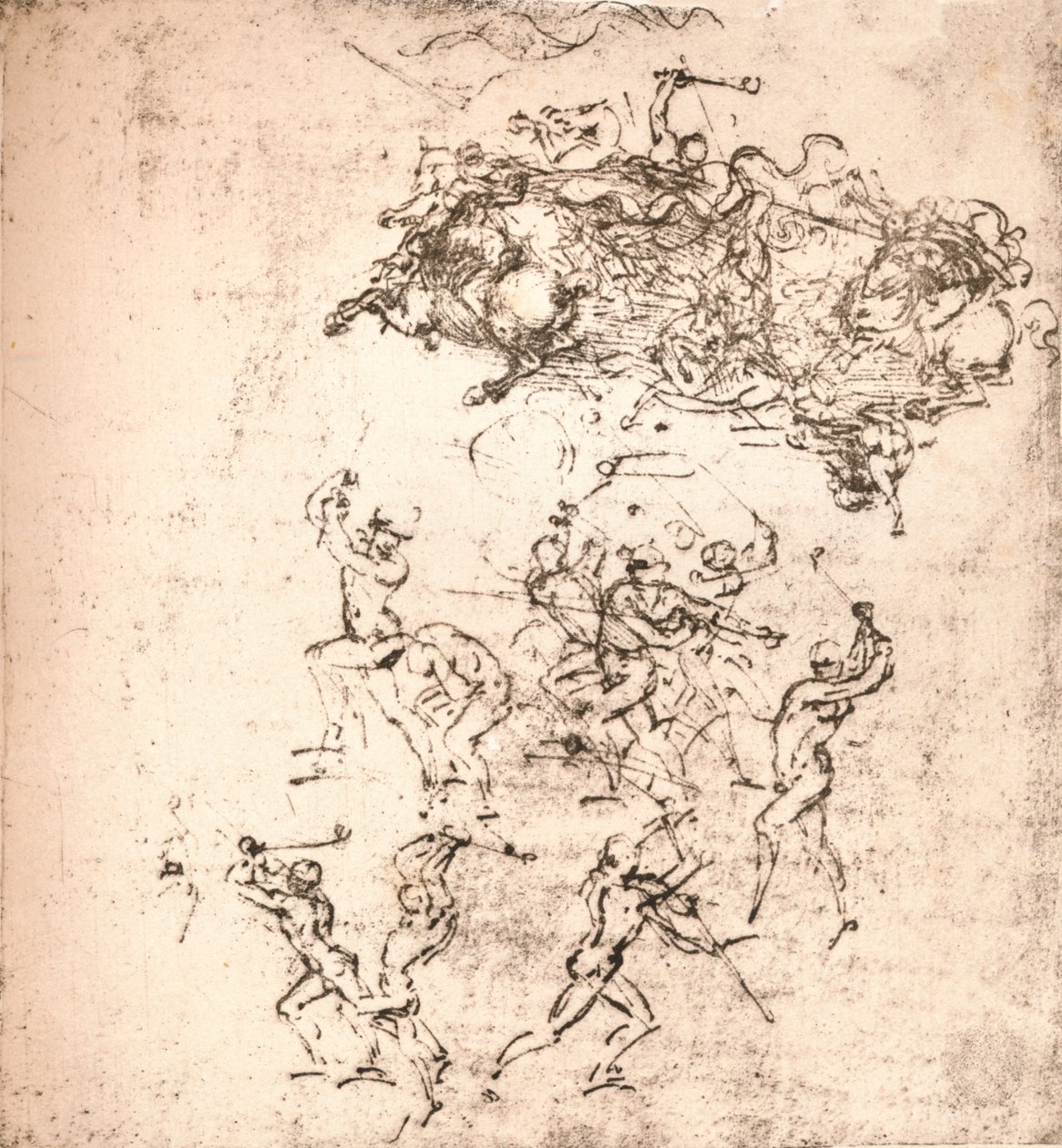Studium do karykatury Bitwy pod Anghiari, c1472-c1505 1883 autorstwa Leonardo da Vinci