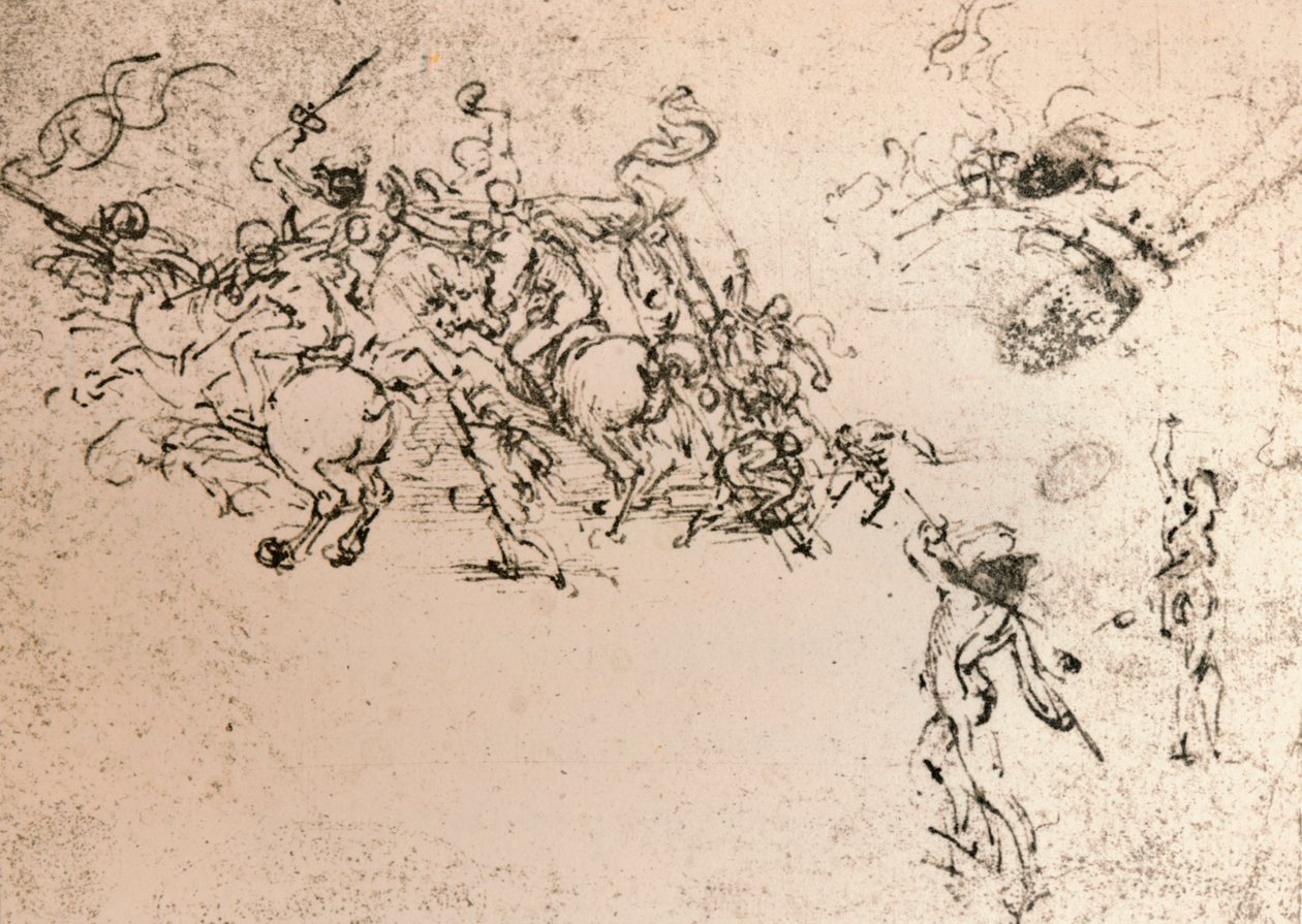 Studium do karykatury Bitwy pod Anghiari, c1472-c1505 1883 autorstwa Leonardo da Vinci