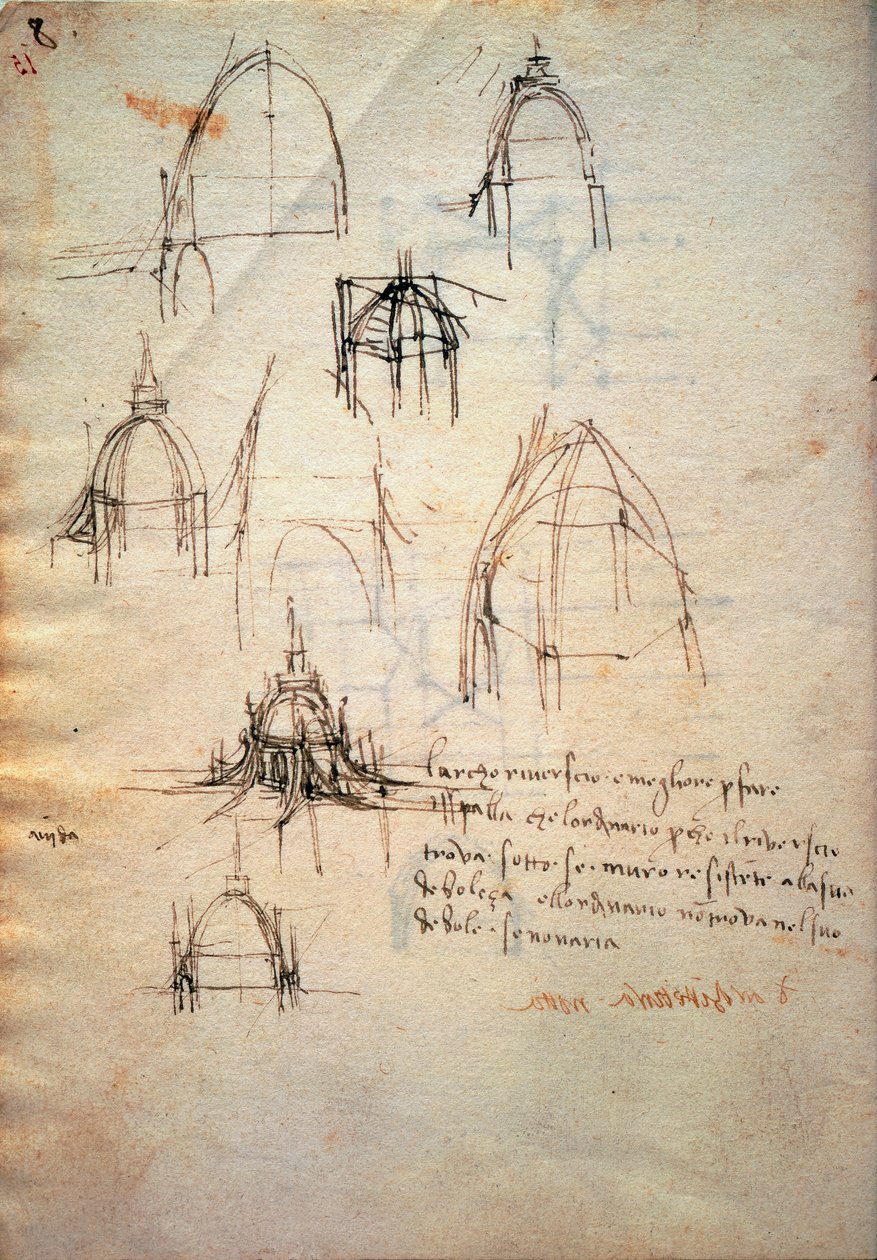 Studium kopuły katedry w Mediolanie, Kodeks Trivulzianus autorstwa Leonardo da Vinci